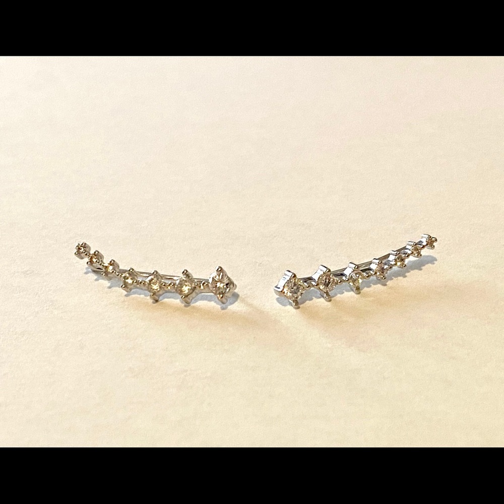 Sterling Silver Post Ear Crawler With CZ Studs - Picture 5 of 7